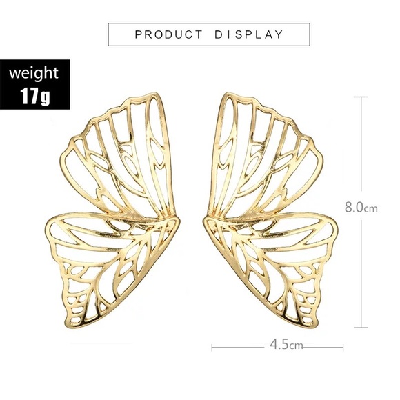 🦋Trendy gold butterfly stud earrings 🦋 - Picture 3 of 5